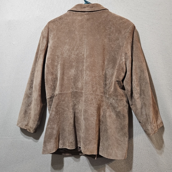Braemar 100% Genuine Suede Button Up Women's Tan Jacket  Size Lg - Picture 5 of 9